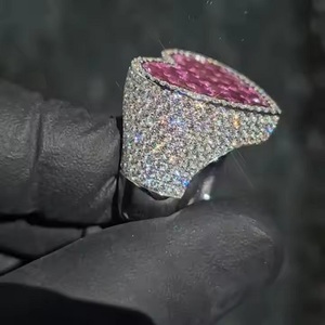 Personalized Hip Hop Style Gold Plated Full Diamond <b>Iced</b> Out heart <b>Ring</b> Signet <b>Ring's</b> for women & men Fine Jewelry From India - Product Image 2