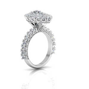 Bague de fiançailles en moissanite de style antique avec un dessus en forme de poire et un halo latéral, alliance unique d'inspiration vintage - Product Image 5