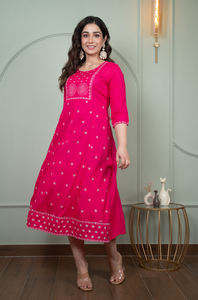 Vestido Anarkali Largo Estampado Floral Vintage para Mujer, Vestidos Casuales Maxi con Estampado Floral para Mujer - Product Image 5