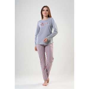 Conjunto de Pijama de Manga Larga con Cuello Redondo y Bolsillo Ovalado para Mujer, Ropa de Dormir Cómoda - Product Image 1