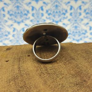 Anillo DE DECLARACIÓN DE PLATA 925 Om Mandala al por mayor, joyería Bohemia oxidada Vintage con diamantes y perlas para bodas - Product Image 2