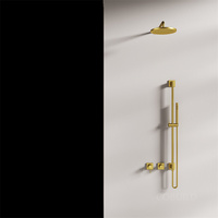 Salle de bain royale de luxe en laiton rond thermostatique robinet de douche mélangeurs de douche pluie or ensemble de douche