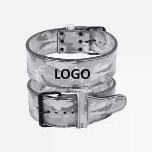 เข็มขัดหนังวัวสำหรับเล่นยิมฟิตเนสเข็มขัดพยุงหลังออกแบบโลโก้ได้ตามต้องการ - Product Image 4