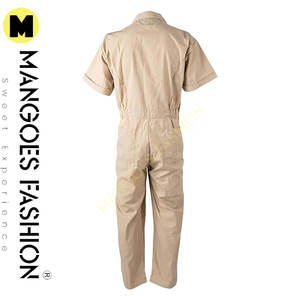 Combinaisons de travail en popeline de qualité supérieure, manches courtes, non doublées, coupe régulière, ANSI Classe 1, imperméables, logo, couleur beige, pour achat en gros - Product Image 5