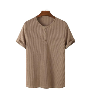 Trending Men's T-<b>Shirts</b> O-Neck <b>Button</b>-<b>Up</b> T-<b>Shirt</b> Daily Wear Regular Fit <b>Short</b> <b>Sleeve</b> Breathable Quick Dry 100% Cotton Men's - Product Image 2