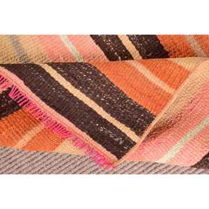 พรมวิ่งสไตล์ตุรกีวินเทจ ขนาด 2.4x6.9 ฟุต ลายต้นไม้สีส้ม ทำจากขนสัตว์ - Product Image 5