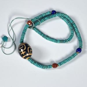 Collar de Cadenas de Plata de Diseño Clásico para Mujer con Nuevo Disco de Turquesa y Cuentas Dzi - Product Image 2