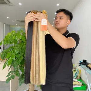 Vietnamca İnsan önceden birleştirilmiş saç uzantıları Genius atkı gelen yüksek kalite süper çift çekilmiş manikür I ipuçları