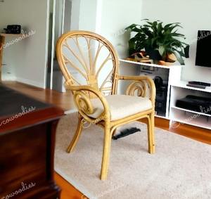 Sillón de bambú portátil, muebles de mimbre de caña antigua para decoración del hogar, jardín, sala de estar, parque, patio, novedad - Product Image 1