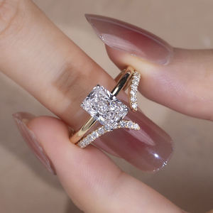 Anillos de Plata de Ley 925 de alta calidad, joyería al por mayor de corte radiante, anillos de boda de solitario de 3 quilates para mujer, anillos de compromiso de derivación - Product Image 6