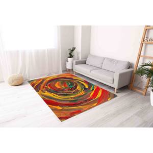 Alfombra estampada con diseño rojo y amarillo: moderna, colorida, lavable a máquina, alfombra delgada no tejida - Product Image 2
