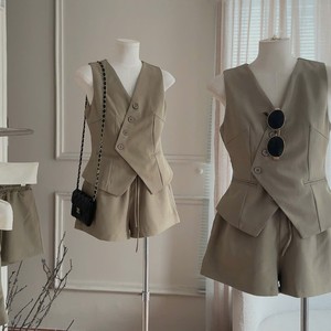 Conjunto Casual de Chaleco y Pantalones Cortos de Color Sólido para Mujer, Venta al Por Mayor de Fábrica - Product Image 6