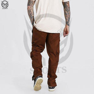 Pantalones Cargo para Hombre, 6 Bolsillos, Cintura Elástica, Cierre Inferior con Cremallera, Algodón, Deportivos, Casuales, para Exteriores - Product Image 3