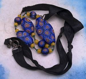 Vente en gros d'approvisionnement en vrac de style chevron mat vénitien millefiori grand onglet cristal au chalumeau et perles de verre style assorti - Product Image 2