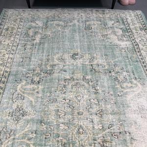 Alfombra Turca de 5.9x9.4 pies, Alfombra Vintage, Alfombra de Lana Ikat Azul - Product Image 4