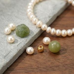 Anneau de serviette ouvert en perles d'eau douce naturelles cultivées à la main et en <span class=keywords><strong>pierre</strong></span> de jade verte pour femmes et filles, cadeau de bijoux bohème chic - Product Image 4
