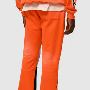 Pantalones informales para hombre, pantalones de chándal acampanados apilados para hombre, pantalones de chándal de lana gruesa de cintura media con paneles desteñidos al sol - Product Image 6