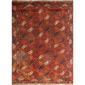 Alfombra Kilim de Lana Kiaan de Gran Tamaño, Anudada a Mano, con Patrón Geométrico Rojo Naranja para Entrada, Pasillo, Hogar - Paem-1164, Rectangular 9x12 - Product Image 1