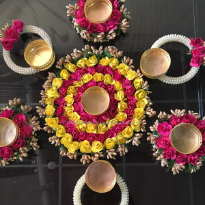 Ensemble de décoration indienne fait à la main pour décoration de la maison, Diwali cadeau de retour pour la maison, décoration de bureau, centre de table de mariage, tapis Rangoli - Product Image 4