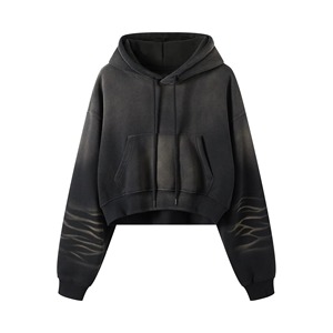 Vente en gros de vêtements délavés à l'acide Offre Spéciale à la mode vierges et sweatshirts à capuche et sweatshirts pour femmes de loisirs avec patchs avec logo personnalisé - Product Image 3