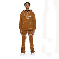 Pantalones Deportivos de Algodón con Bordado Desgastado, Cierre de Cremallera, Estilo Holgado, Gruesos, para Invierno, Personalizados, Unisex, Lavado Ácido Decolorado al Sol