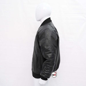 High Quality Plain <b>Leather</b> <b>Jacket</b> <b>Long</b> Sleeves Solid Full Front Zip Up Closure Custom Bomber <b>Leather</b> <b>Jacket</b> For Men - Product Image 4