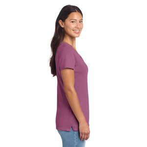 Camiseta de Algodón de Manga Corta con Cuello en V para Mujer al por Mayor, OEM ODM, Logotipo Personalizado, Top Informal Básico para Mujer - Product Image 3