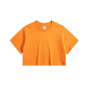 Camisa corta de algodón 100% de alta calidad para mujer, ropa informal de moda de verano transpirable teñida Lisa personalizada - Product Image 1