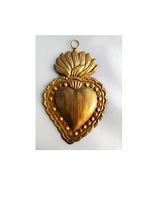 Relicario Gran Antiguo Oro Metal Sagrado Corazón Caja Relicario Corazón de María