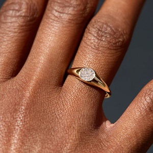 แหวนสัญลักษณ์ลูกบาศก์กลมวินเทจสีเหลืองทอง14K 18K 1.25มม. เพชรกลม VVS ห้องปฏิบัติการ-สำหรับงานแต่งงานของผู้หญิง-DS0100 - Product Image 3