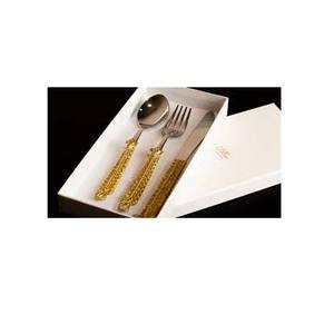 Juego de servicio de ensalada de diseño en relieve de oro nuevo, utensilios de cocina de cena de acero inoxidable, juego de servidor de ensalada de Metal - Product Image 1