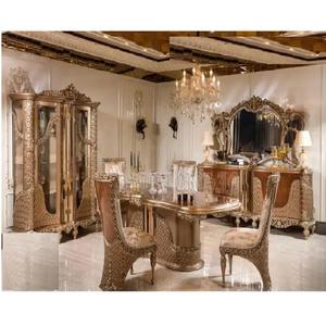 Juego de mesa de comedor de lujo tallada a mano clásica para el hogar muebles de comedor de 6 plazas muebles de comedor tallados a mano Doble - Product Image 1
