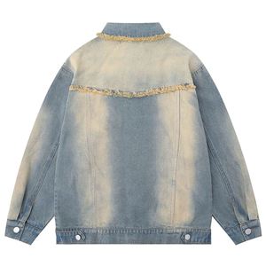 แจ็กเก็ตยีนส์สำหรับผู้ชายเสื้อแจ็กเก็ตผ้ายีนส์ลายปักสไตล์วินเทจ - Product Image 2