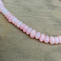 Collier ras du cou fait main en opale rose naturelle, perles rondelles lisses, opale bonbon, pour femme