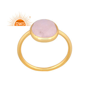 Hot Selling Sterling Silver 18K Gold Plated Natural <b>Rose</b> <b>Quartz</b> Gemstone Stackable <b>Ring</b> Demi Fine Jewelry For Women Gift For Her - Product Image 1