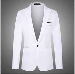 Simple blanc uni hommes costume formel maigre scène Blazer Style brillant deux boutons personnalisé 3 pièces à l'intérieur meilleure couette doublure hommes Blazer - Product Image 3