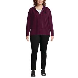 Felpa con cappuccio e maglione Champion da donna taglie forti, modello Heritage con dettagli a spina di pesce e zip, viola scuro, taglia 2X - Product Image 1