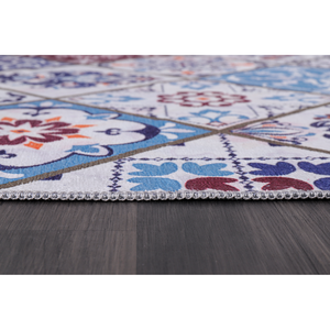 Tapis de broderie moderne beige à motif floral Netline 4002 - Tapis de maison lavables Home Depot - Product Image 1