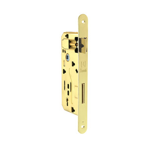 Serratura Brevettata Q.8/90 Ottonata 40 B.Tondo Senza Gaccia - Product Image 1