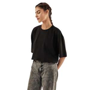 High Quality Custom Women's Crop Top <b>Tshirts</b> Loose Fit Solid Round Neck Plain Yoga Casual T-Shirts for <b>Summer</b> - Product Image 6