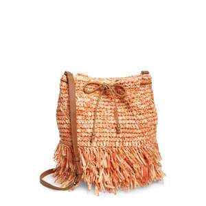 Borsa Tote Marisol Arancione con Frange in Paglia, Grande Capacità, Chiusura a Coulisse, Colore Unito con Decorazione a Nappa e Lettere, per Tutte le Stagioni - Product Image 1