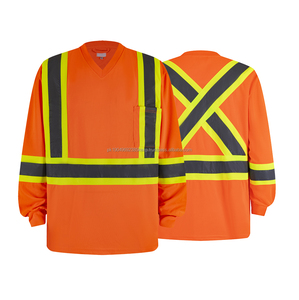 T-shirt de sécurité haute visibilité pour hommes, classe 3 ANSI, type R, manches longues, dos en X, réfléchissant, pour la construction - Product Image 1