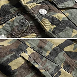 Vêtements d'extérieur décontractés OEM pour hommes, veste en jean coupe-vent ample et épaisse de camouflage et de style Hip Hop avec techniques brodées - Product Image 2