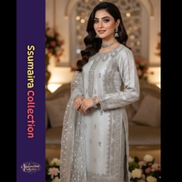Ensemble Kurta et pantalon long en organza brodé tendance Ssumaira 2025, orné de pierres, en tissu transparent pour femmes indiennes et pakistanaises