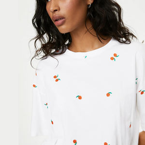 Camisetas bordadas de manga corta con hombros caídos para mujer, de algodón, transpirables, de gran tamaño, para entrenamiento de gimnasia - Product Image 5