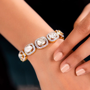 Pulsera de Diamantes Polki, el Sueño del Minimalista, Elegante Pulsera de Diamantes Sin Tallar Hecha a Mano con un Toque de Lujo Sutil - Product Image 2