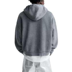 เสื้อฮู้ดสำหรับผู้ชายซักด้วยหินหนาผ้าเทอร์รี่โอเวอร์ไซส์สไตล์วินเทจ - Product Image 3