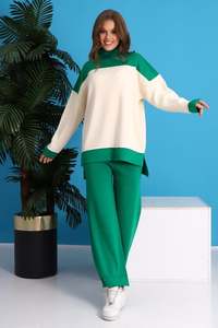 Suéter de pierna ancha informal de cintura alta para mujer, pantalones de otoño Winte de alta calidad, conjunto de dos piezas, traje de punto para deportes de Yoga y hogar - Product Image 3