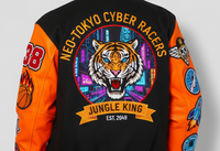 Veste de sport Neo Tokyo Cyber Racers pour homme, streetwear, col montant, orange et noir, style bomber