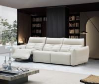 Canapé modulaire extensible de luxe en cuir pleine fleur, meubles d'appartement, pieds en acier inoxydable, cuir véritable